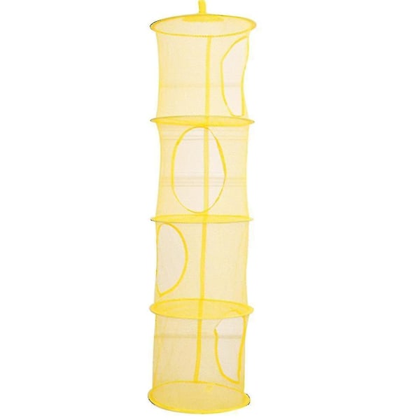 4-lags mesh sammenfoldelig børnelegetøj opbevaringsstativ Hængende kurv Diverse Organizer-yuhao Yellow