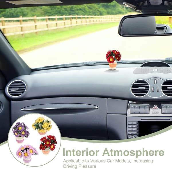 4 stk. falske bilplanter til bilens dashbord, kunstige blomster