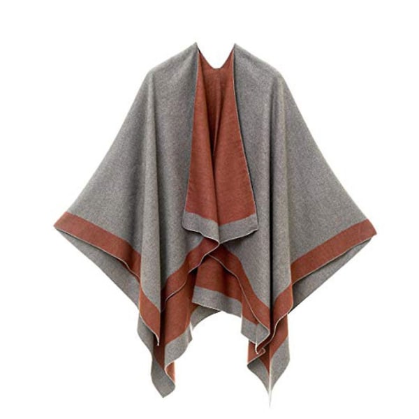 Dam färgmatchande geometri Dam Stretchstickad krage Cape Wrap Sjal Jumper Poncho Top red