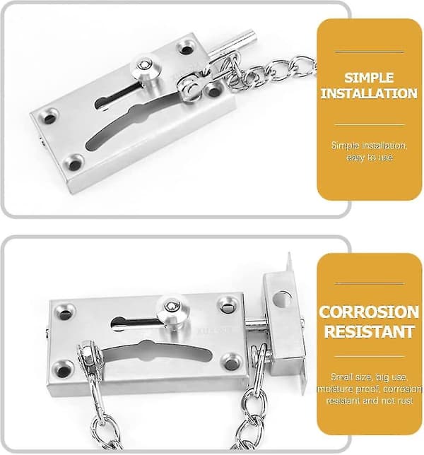 Kedjelås Dörrkedja Dörrlås Kedjelås Dörrlås Rostfritt Stål Säkerhet (silver) (2-pack)