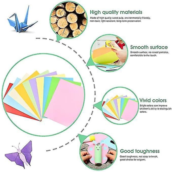 100 farverigt papir A4 Origami papir farvet håndværksgruppe
