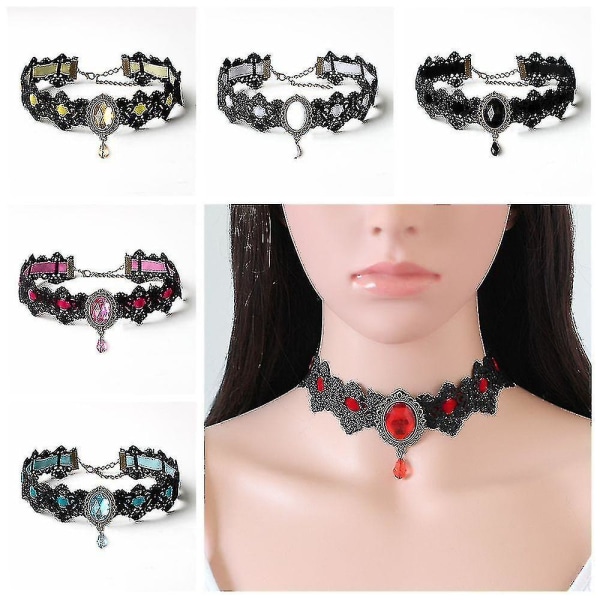 Mode Choker Halsband Smycken Gem Velvet Chain Punk Sexig Collier Gothic