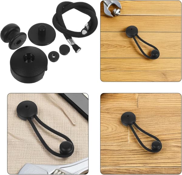 Sort nylon båd bungee snor fastgørelsesreb clips og trykknap