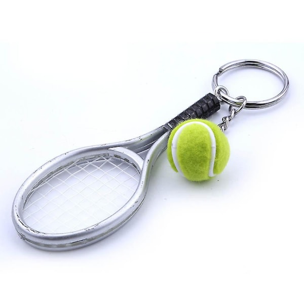 Simulering Tennisracket Nyckelring Nyckelring Wimbledon Tennis Competition Memento Gift (5 st silver)