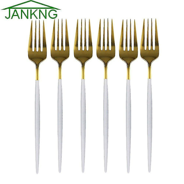 6 stk. Hvidguld Spisegaffel 304 Rustfrit Stål Bestik