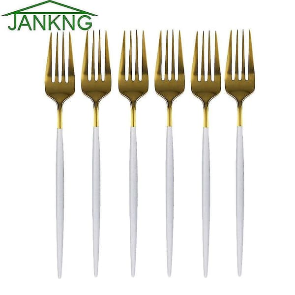 6 stk Hvitgull Middagsgaffel 304 Rustfritt Stål Bestikk