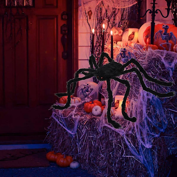 Halloween-koriste hämähäkinverkko, 7m hämähäkinverkko + 2m plussi-hämähäkki + 50g hämähäkinvillaa + 30 pientä hämähäkkiä