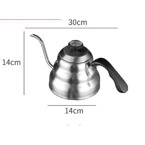 1l Kaffeekanne i stål med termometer Dryppkanne Svanehals