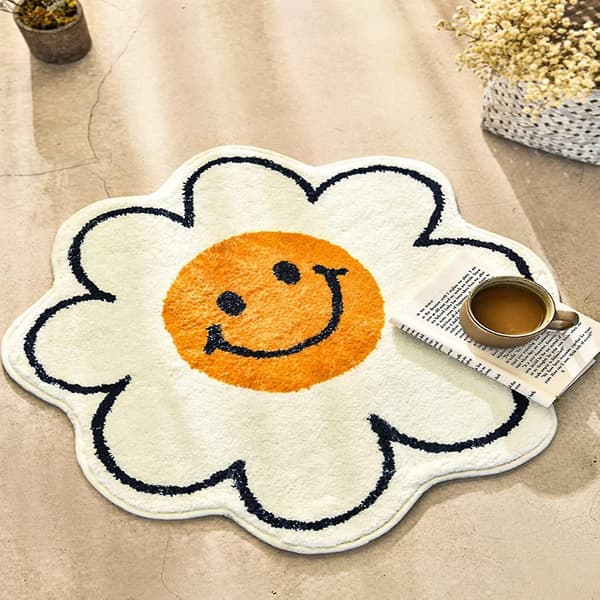 Smiley Face Teppe Solsikke Teppe Søt Badematte Bad Dekorasjon