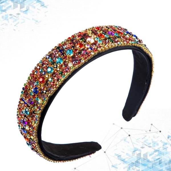 Färgglad Rhinestone Bred Hårband för Kvinnor, Mode Håraccessoar