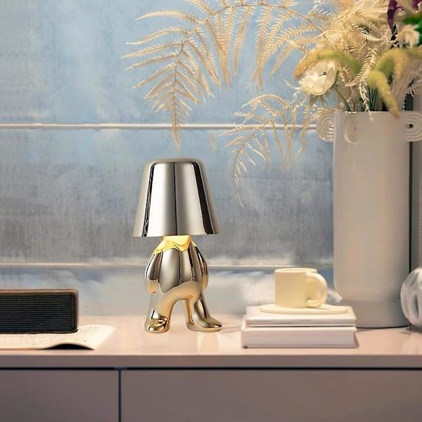 Touch LED Bordlampa Modern Thinker Uppladdningsbar Gyllene Man