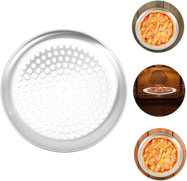 10-tommers perforert pizzabakeform i aluminium, rund slitesterk pizzabrett
