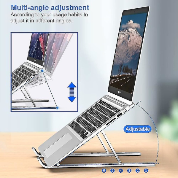 Laptop Stativ Aluminium Justerbar Foldbar Stativ Sølv