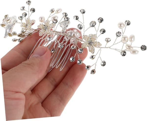 Bryllupshårkam for brud Elegant Rhinestone Blomsterperle Sideklemme
