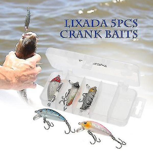 5 stk. 5cm/3.7g Fiskeblinker Sæt Hård Lokke Crank Baits Crankbaits Treble Krog Med Fiskegrej Bo