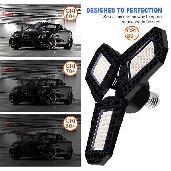 2 stk Garasje Lys E27 Led Lampe Justerbar Deformerbar