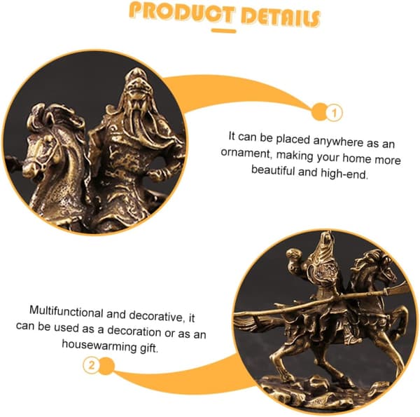 Messingkriger til hest Ornament Kontorborddekorasjon Antikk Stil Figur
