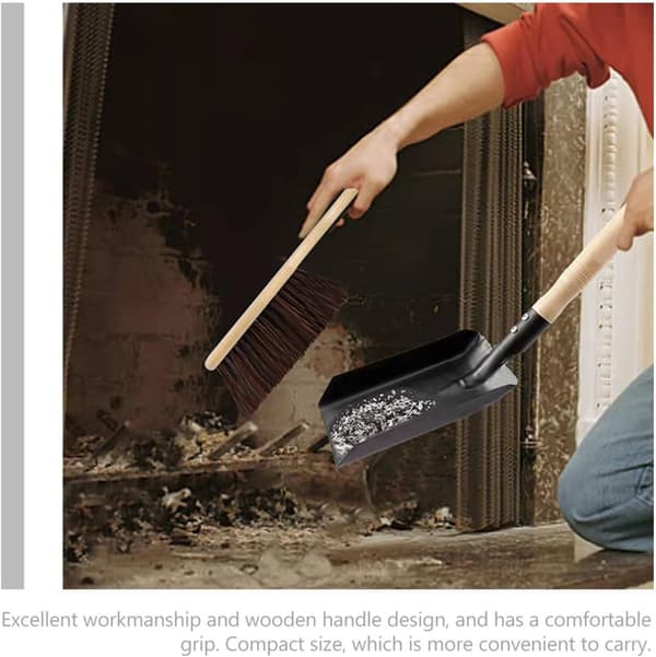 Kaminstädsats Askspade Kit Kaminstädutrustning Rundade Hörn Träkol