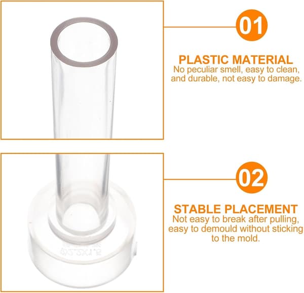 2 stk. DIY koniske lysforme 2,2x15 cm plast søjlelysforme til bryllup og hjemmefremstilling