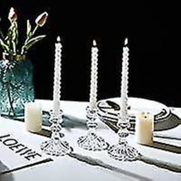 Glass Lysestake Sett med 3 Taper Lysestaker for Formelle Anledninger