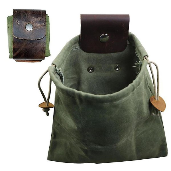 Canvas Foraging Pouch, Frugtplukkepose, Svampeforagingpose, Grøn