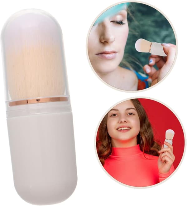 Infällbar Resesminkborste Mini Pudervippa för Kindrouge Highlighter