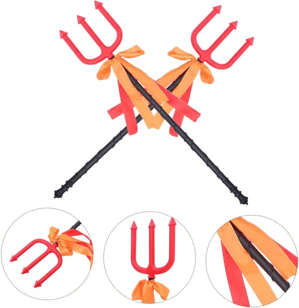2 st Halloween Trident Prop Plast Pitch Fork för Demon Kostymtillbehör