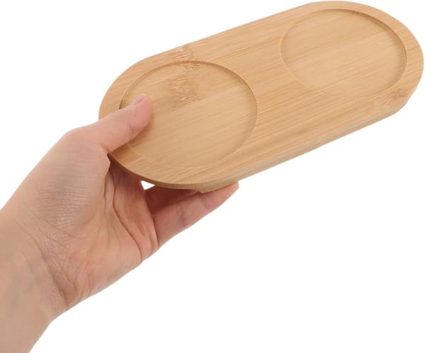 2 stk. bambusbakker med 2 slidser Robust støtte Bærbart design Khaki farve Bambus Organizerbakke