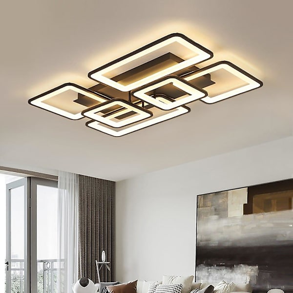 90cm LED Loftlampe 120w Moderne 6-kvadratisk Akryl Sort