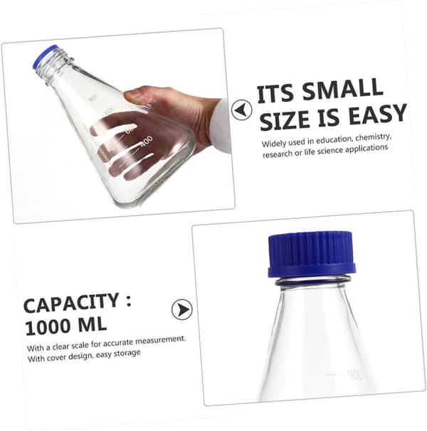 Koniska Erlenmeyer-kolvar i glas med noggrann mätning och solid basdesign för experiment 2 st 1000 ml