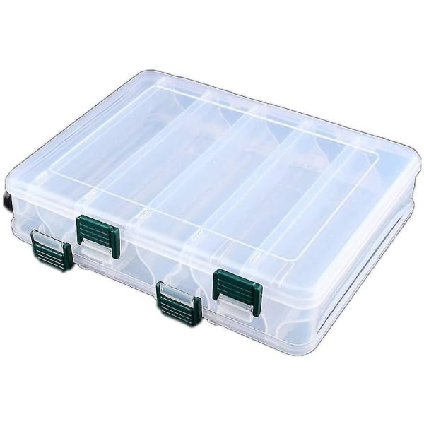 2 kpl koukkukalastustarvikkeiden säilytyslaatikko, kaksipuolinen 10 lokero vedenpitävä, näkyvä muovinen läpinäkyvä kalastussyöttilaatikko