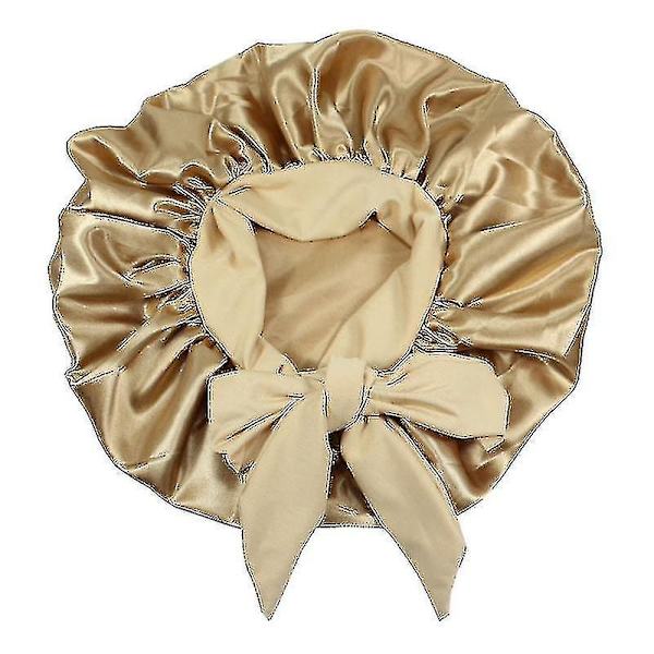 Silke Bonnet Satin Bonnet Til Søvn Bonnet Med Bånd Nat Hætte