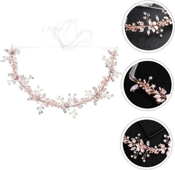 Romantisk brudehårtilbehør Legeringsblomsterhodebånd Bryllupshodeplagg Rhinestones for brud
