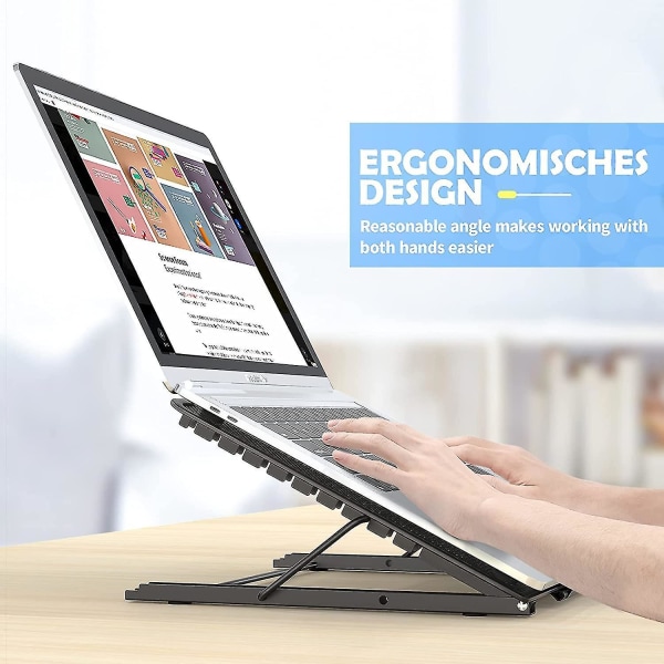 Bærbar Laptop Stativ, Foldbar Ventilert Stativ for Skrivebord