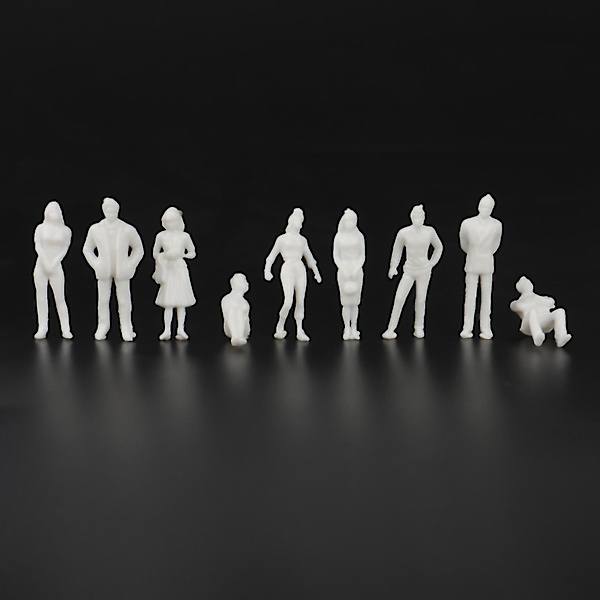 1:50 Vita Figurer Arkitektonisk Modell Mänsklig Skala Ho Modell Plastpersoner, 10 Stycken