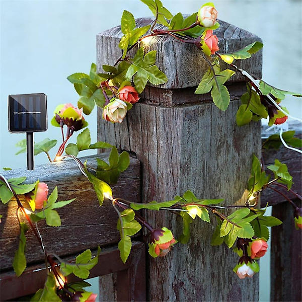 Solcelle Ivy Leaf Rose Leaf Lysstreng Udendørs LED