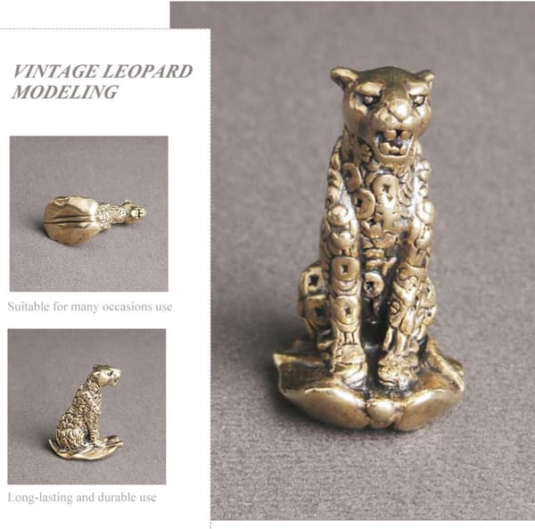Dekorativ Leopardpynt Retro Leopardpynt Messing Skrivebordsdekor