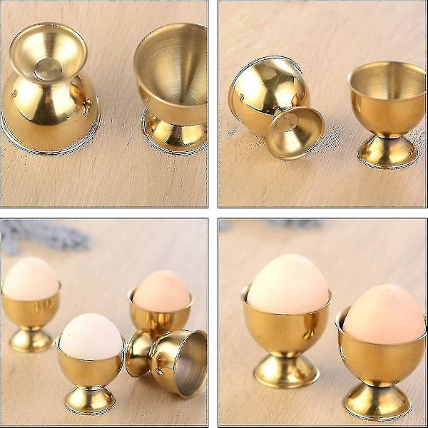 6 stk Eggestativ Rustfritt Stål Eggkopp Gull Egg Holder Eggbrett Eggbrett For Barn Påske Egg-yuhao