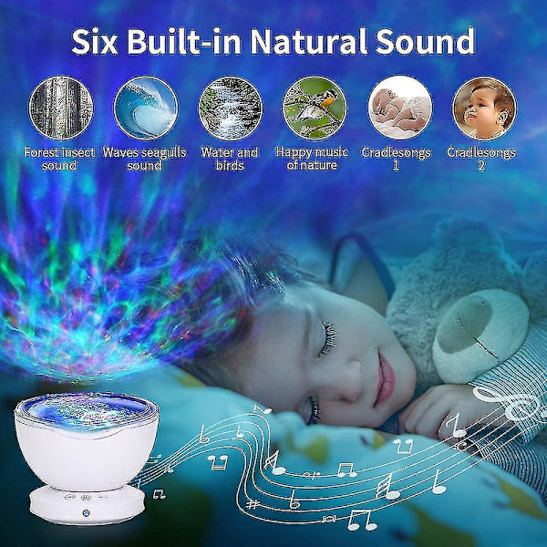 Ocean Wave Projektor 12 LED Fjernbetjening Natlampe