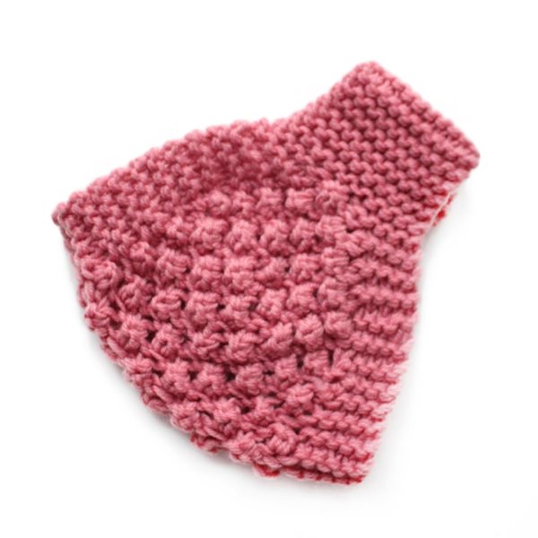 Vintermössa för kvinnor, stickad med fluffig foder, huvudband, öronvärmare Pink