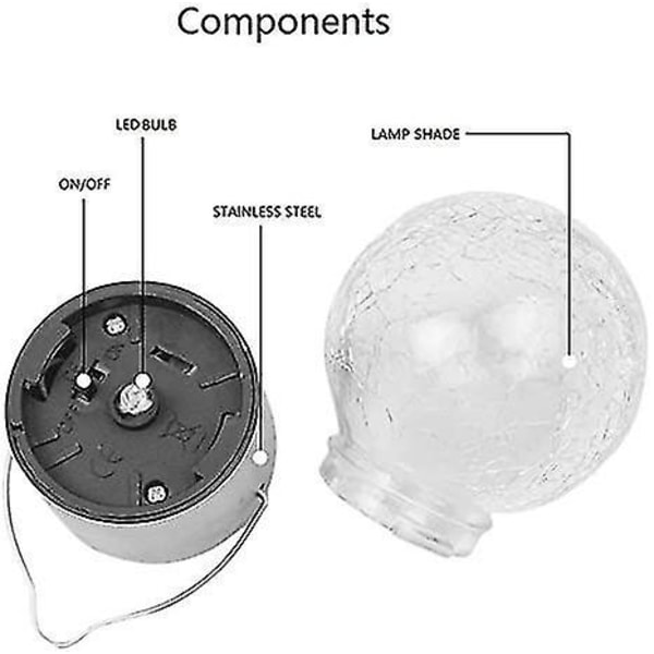4 stk. Globe Solcellelykter Fargeskiftende Glass LED Hengelys