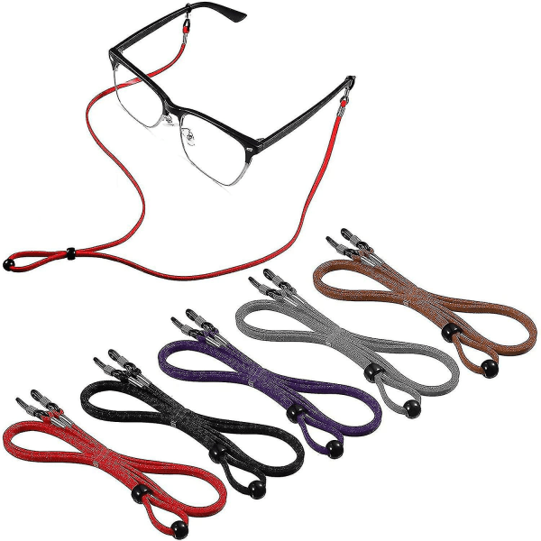5 stk brillestroppkjeder Cord Justerbar, sports Pu skinnbriller