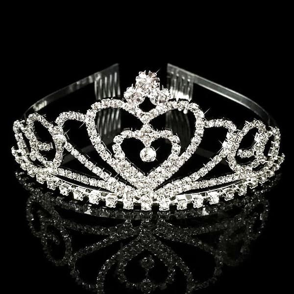 Barnekrone i krystall for blomsterpiker, glitrende prinsessekostymekrone