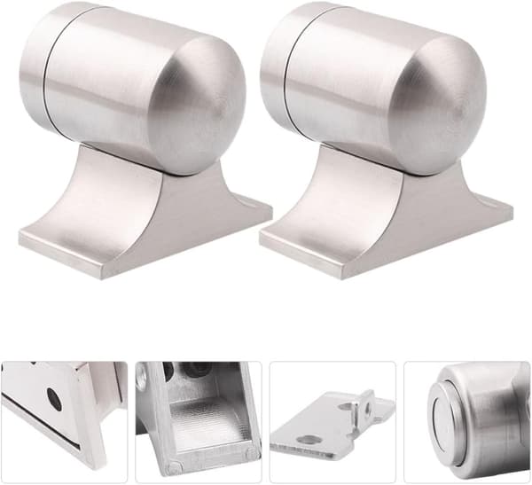 Magnetisk dørstopper med støydemping 2 sett rustfritt stål moderne sølv dørfanger egnet