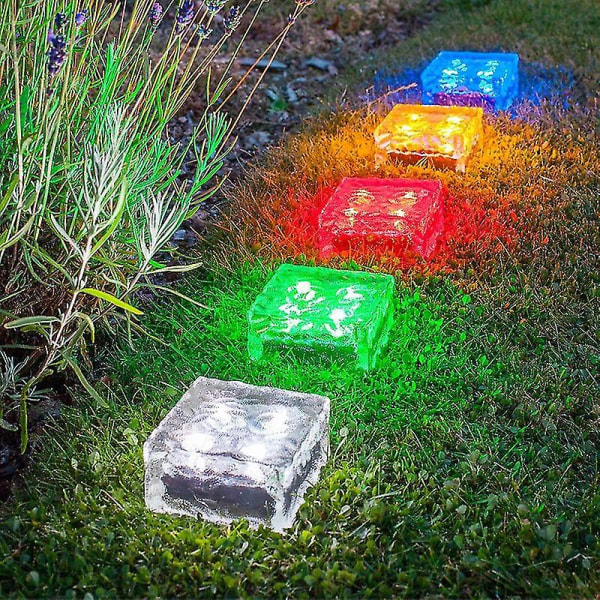 Utendørs Solar Light Krystallglass Ice Brick Varm, Solar Brick Landskap Path Led Light