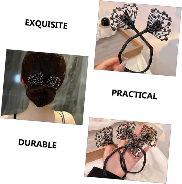 Hårknold Maker Shaper Rhinestones Sort Svane Dovne Hår Donut Former til Kvinder og Piger til Opsat Hårstyling