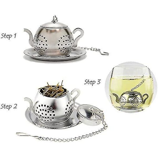 4 Pak Teekande Te-Infuser Rustfrit Stål Si Dripbakken