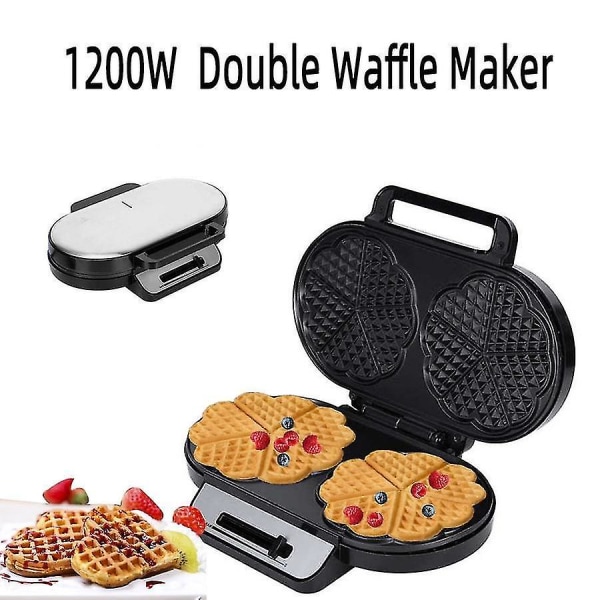 Dobbel Vaffeljern Hjemmelagd Kakemaker Frokost Toaster 1200w