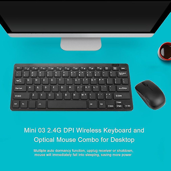 Mini 03 2.4G DPI Trådlöst Tangentbord Optisk Mus Combo