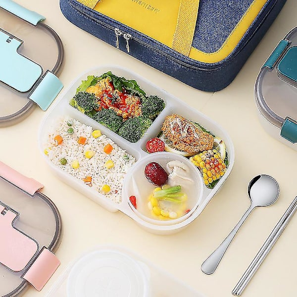 Separat Plast Lunchbox Bärbar Lunchbox Mikrovågsugnslunchbox 1st